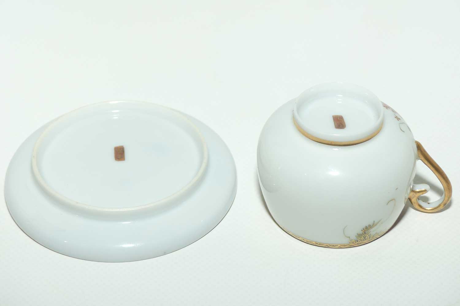 Japanese Eggshell China pair of duos decorated with Pagoda and Wisteria