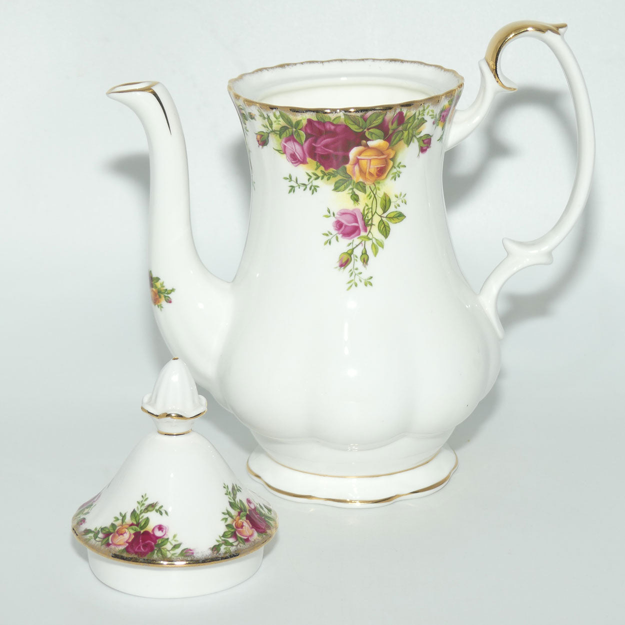 Royal Albert Bone China England Old Country Roses Coffee Pot | © 1962 Royal Albert Ltd backstamp | #2