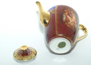 Josef Kuba Karlsbad superb gilt coffee set with Rembrandt style images + Oak Frame + spoons