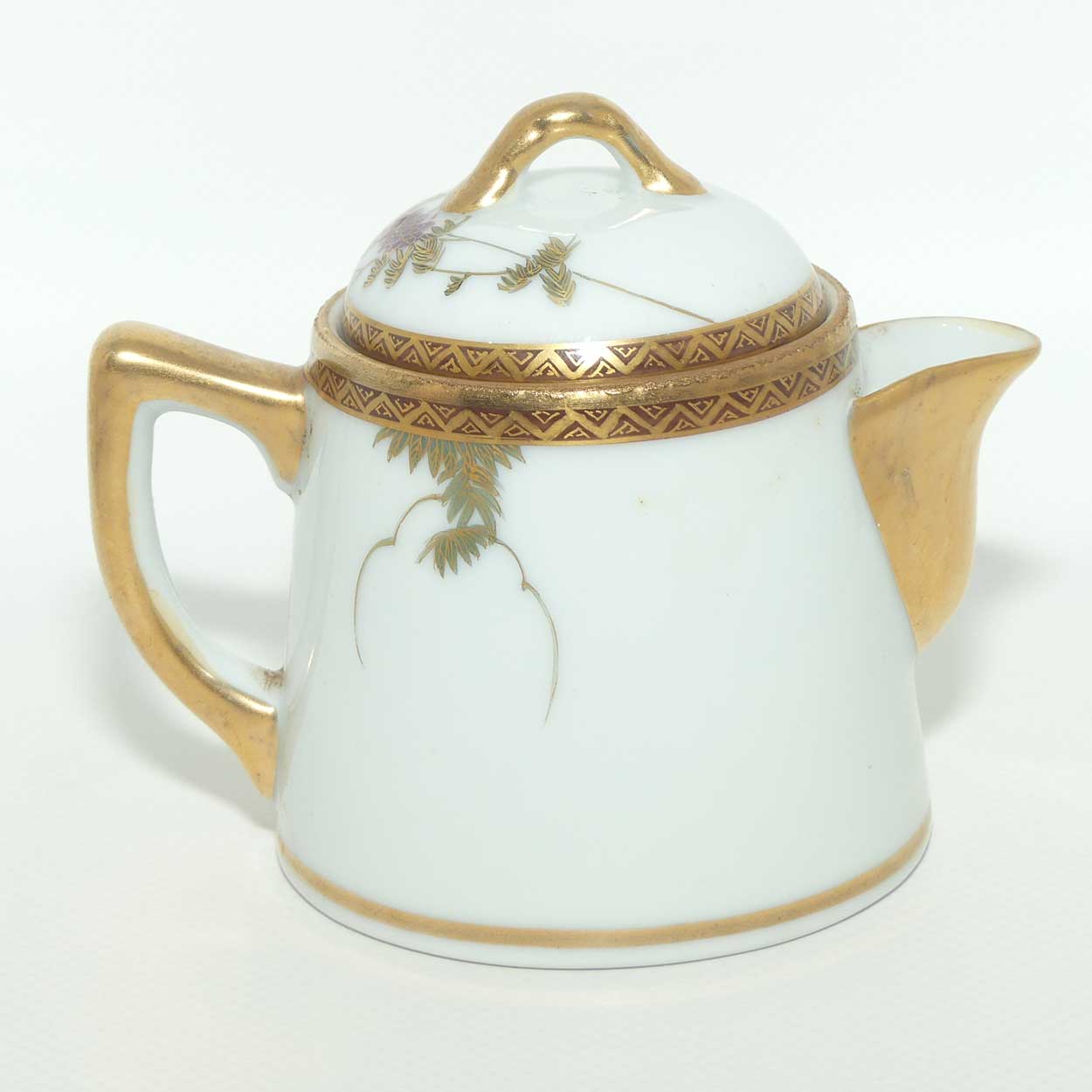 Japanese Eggshell China milk jug decorated with Pagoda and Wisteria