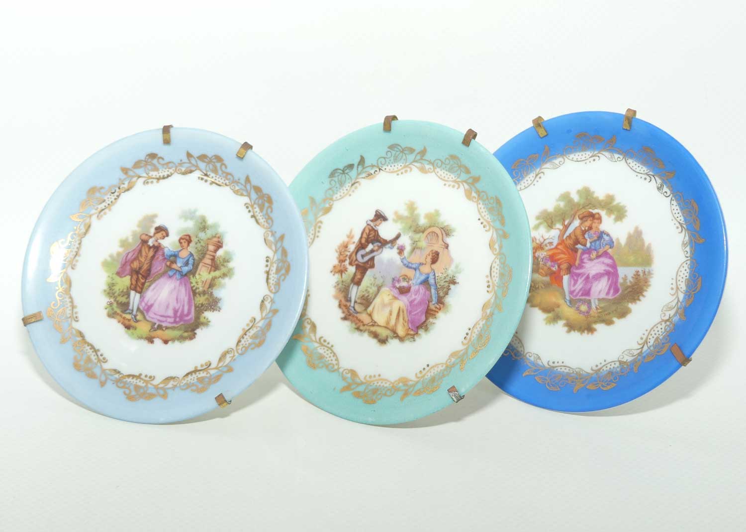 Limoges France small plate collection | 3 items | Blue Trims | 9cm dia