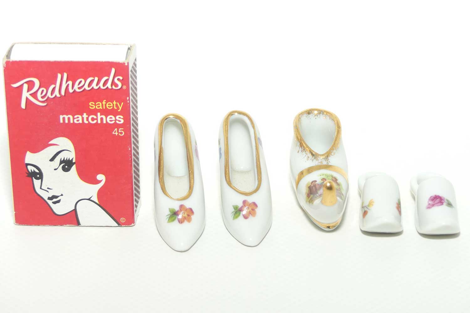 Limoges France collection of miniature shoes | White and Gold