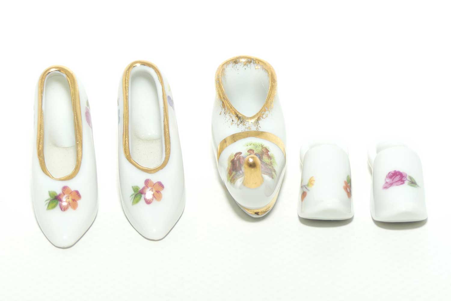 Limoges France collection of miniature shoes | White and Gold