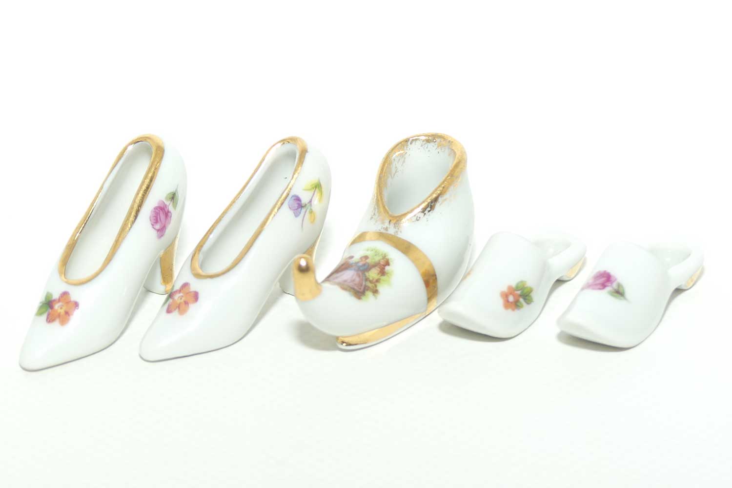 Limoges France collection of miniature shoes | White and Gold