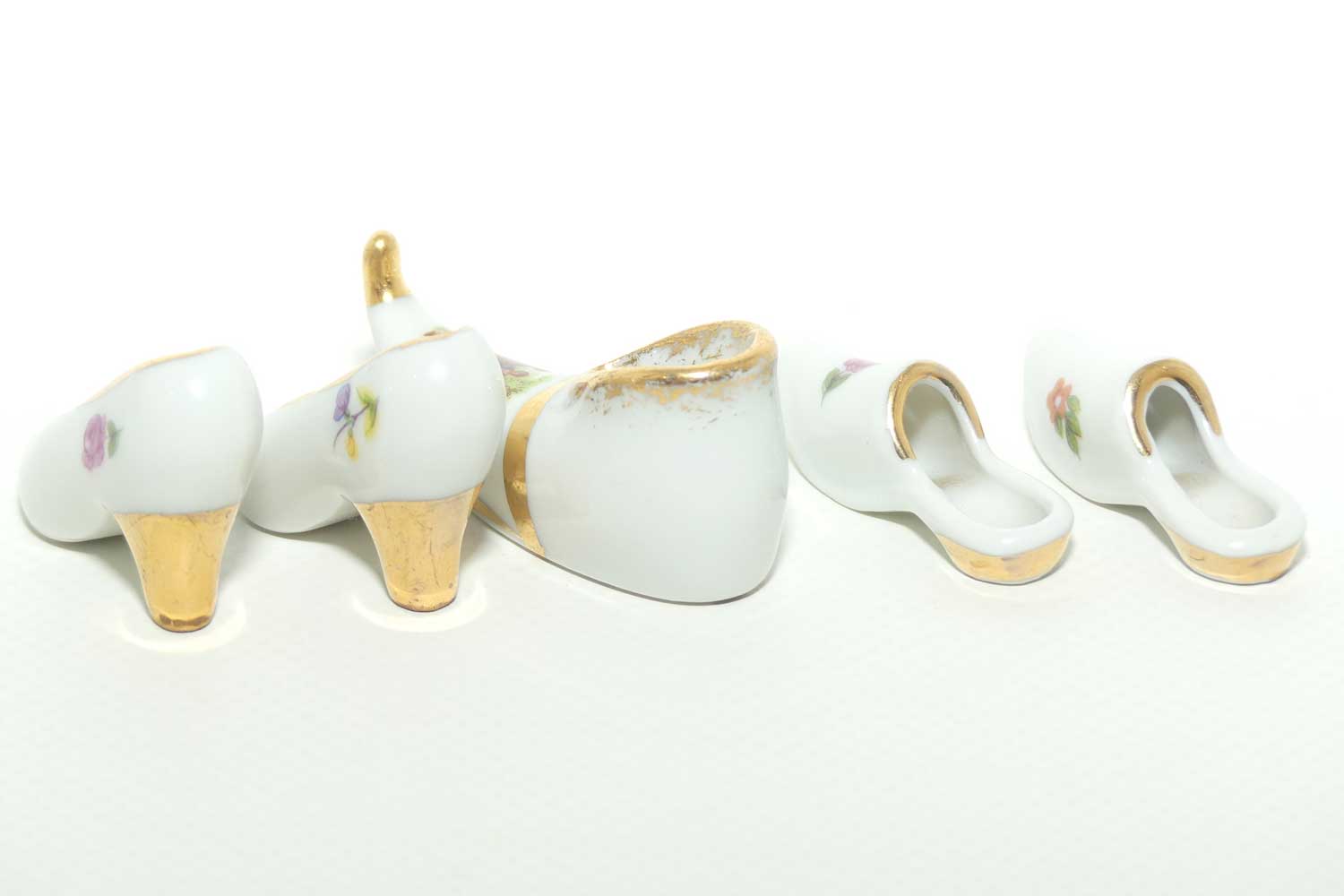 Limoges France collection of miniature shoes | White and Gold