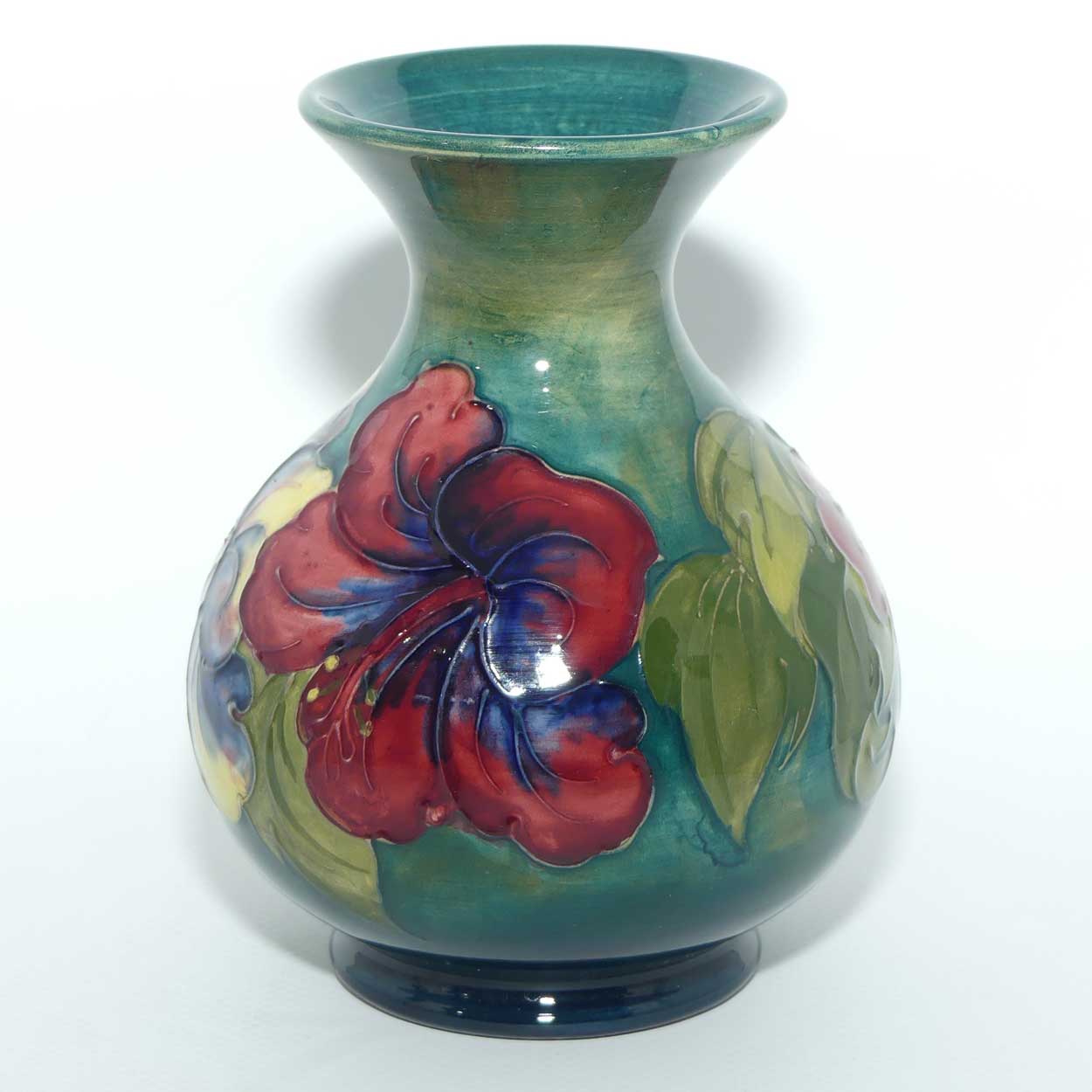 Walter Moorcroft Hibiscus on Green Ground waisted shape vase