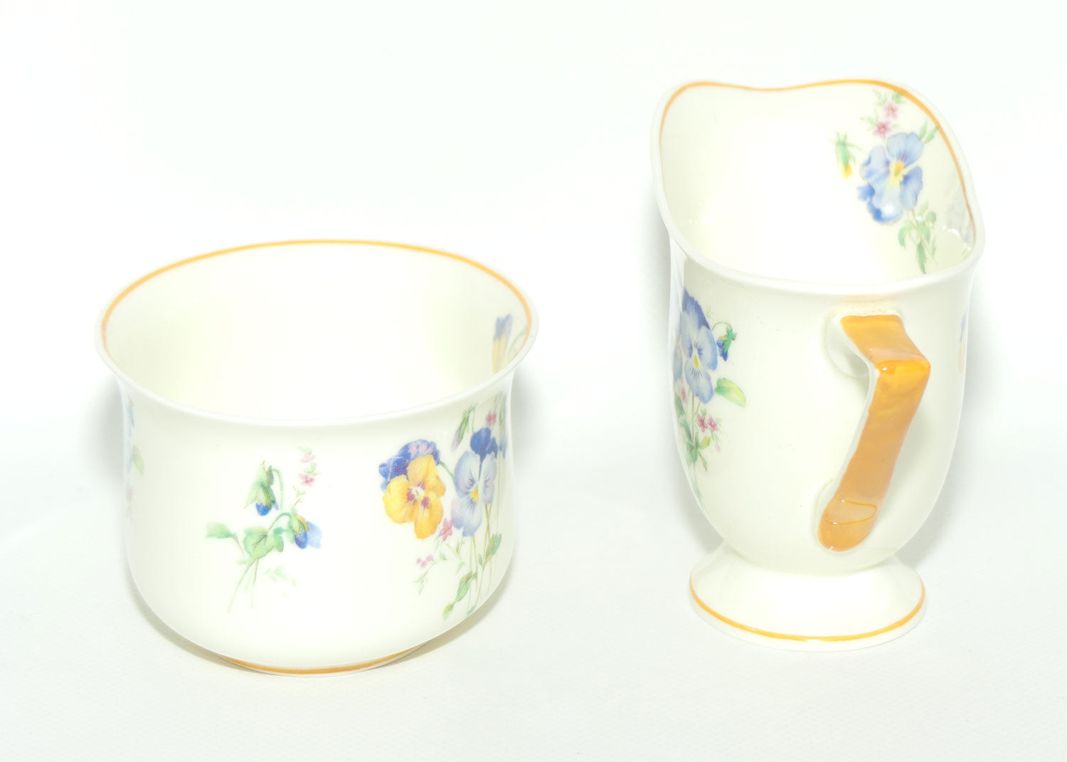 Royal Doulton Colourful Pansies pattern V1244 | milk jug and sugar bowl