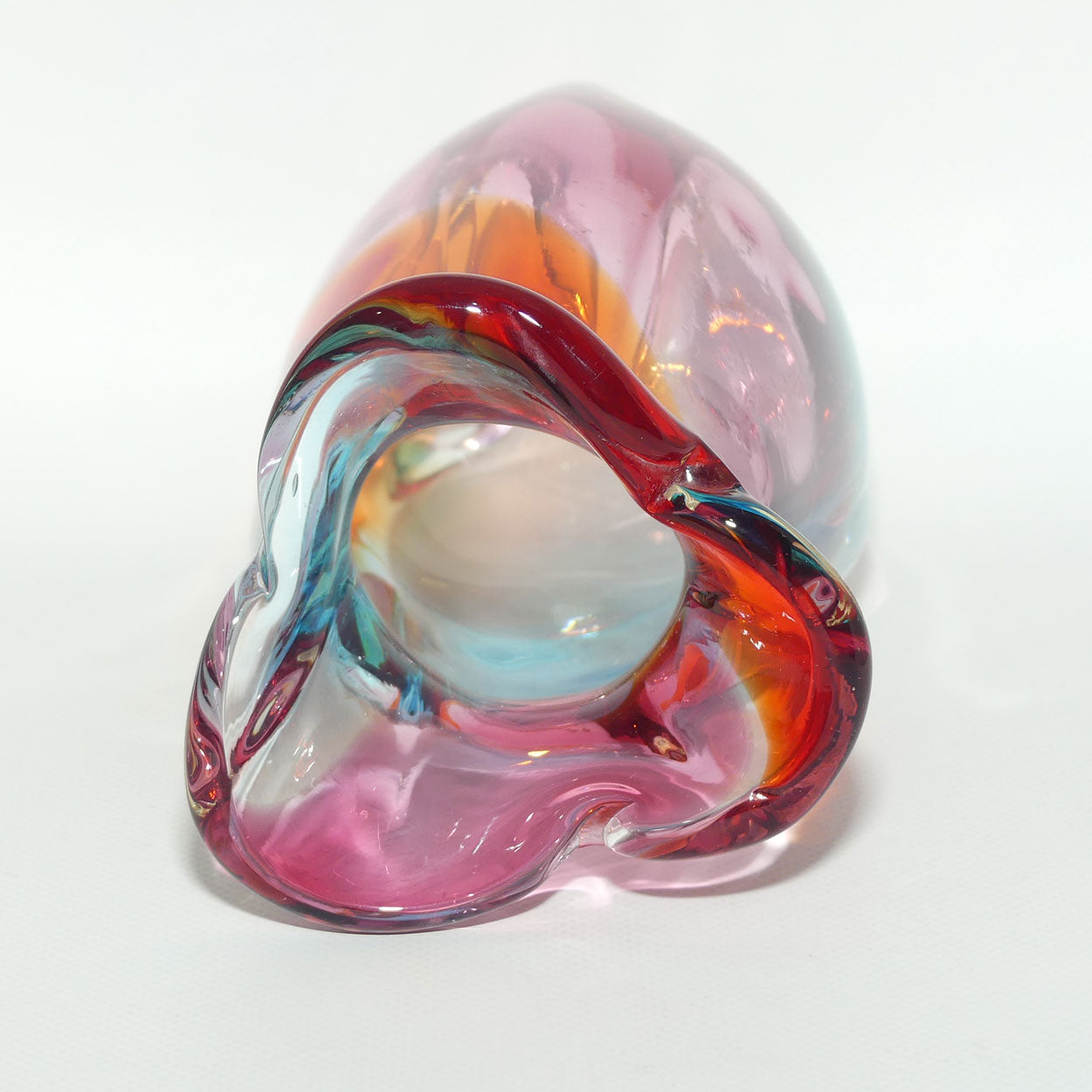 Heavy form Multicolour Art Glass vase | 23cm tall