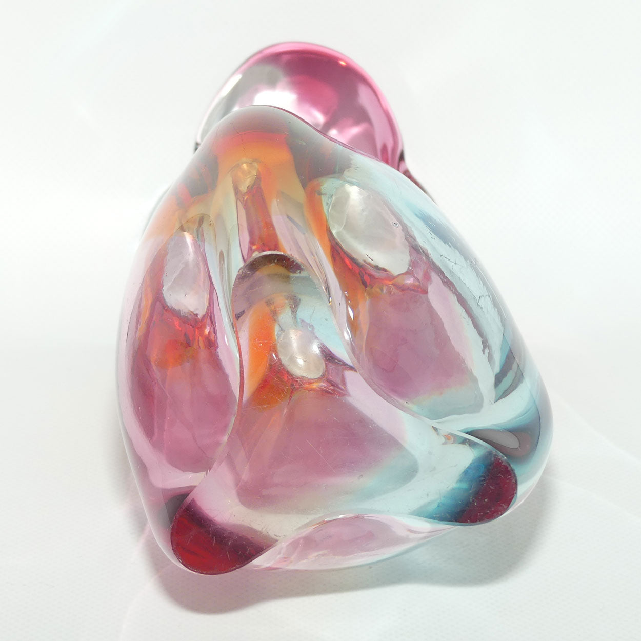 Heavy form Multicolour Art Glass vase | 23cm tall