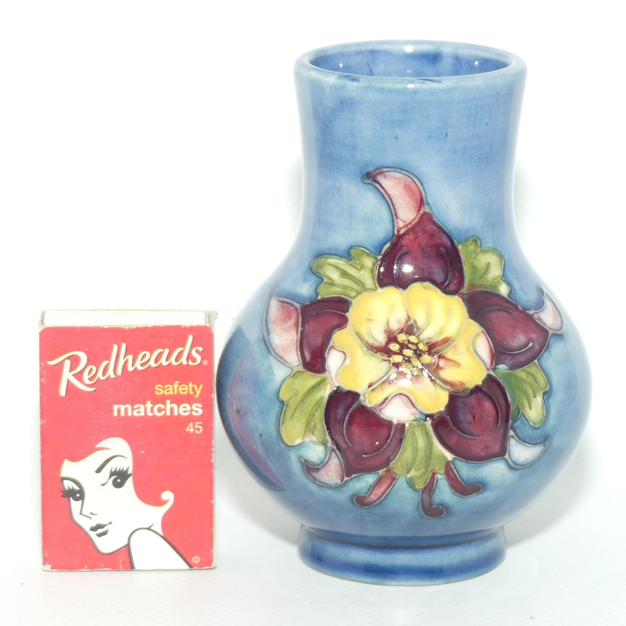 Walter Moorcroft Columbine Pale Blue 74/4 vase