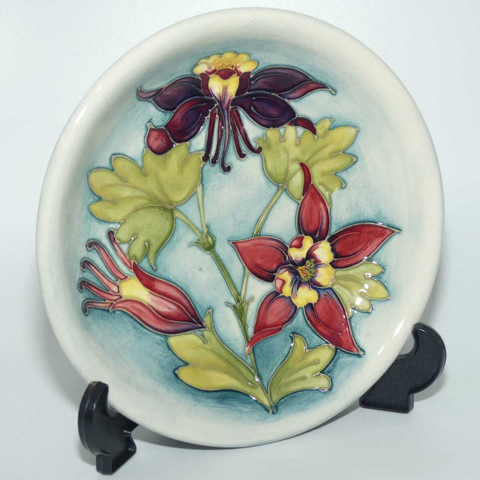 Walter Moorcroft Columbine shallow bowl | Pale Blue Grey ground