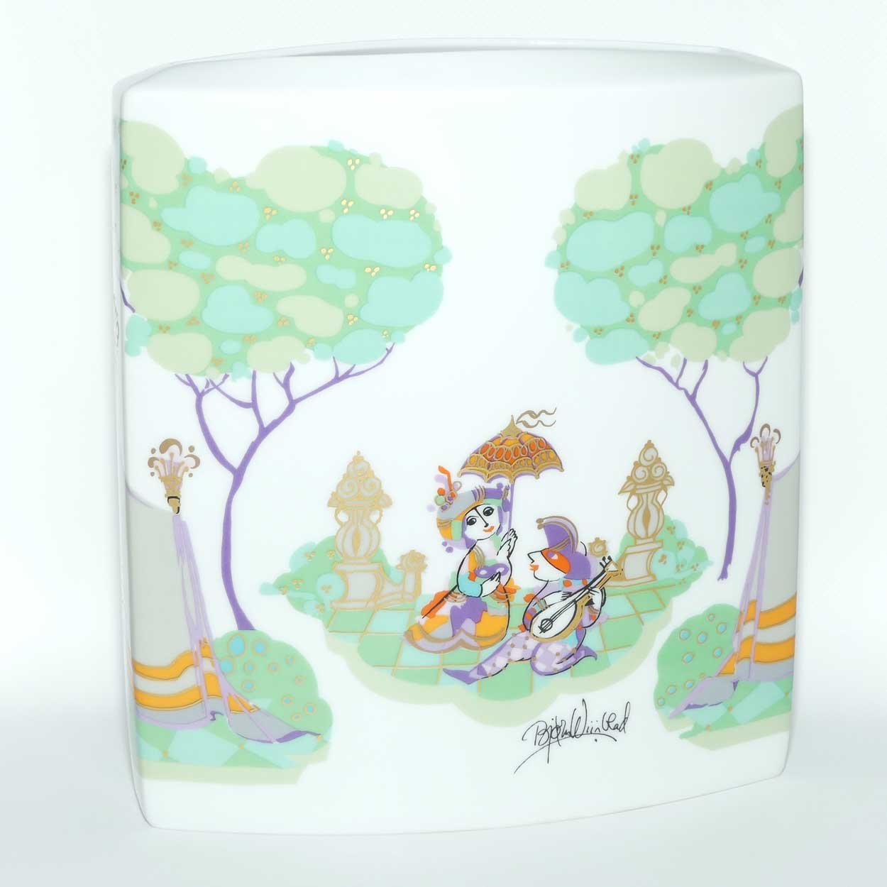 Rosenthal Bjorn Wiinblad Commedia Dell' Arte large letterbox vase