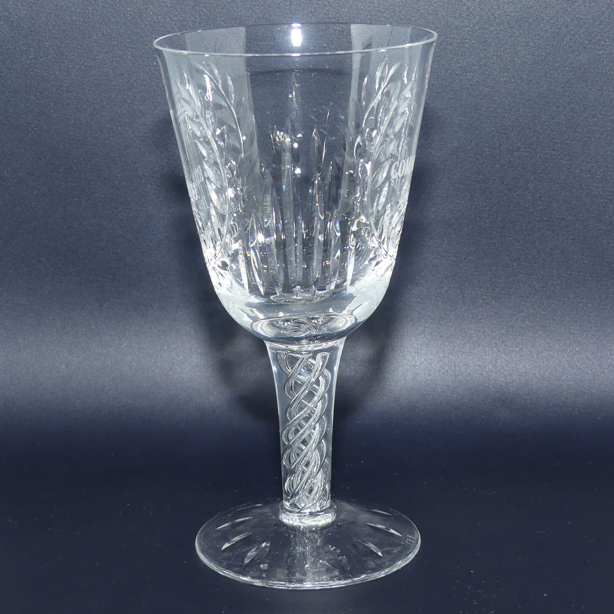 Stuart Crystal England | Commonwealth Games Brisbane 1982 Air Twist stem goblet + Certificate