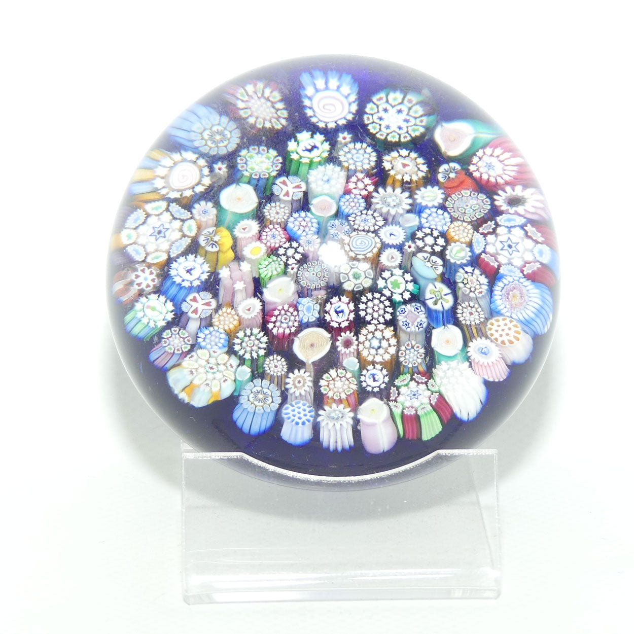 John Deacons Scotland Complex Closepack Millefiori Magnum paperweight | Blue | #2