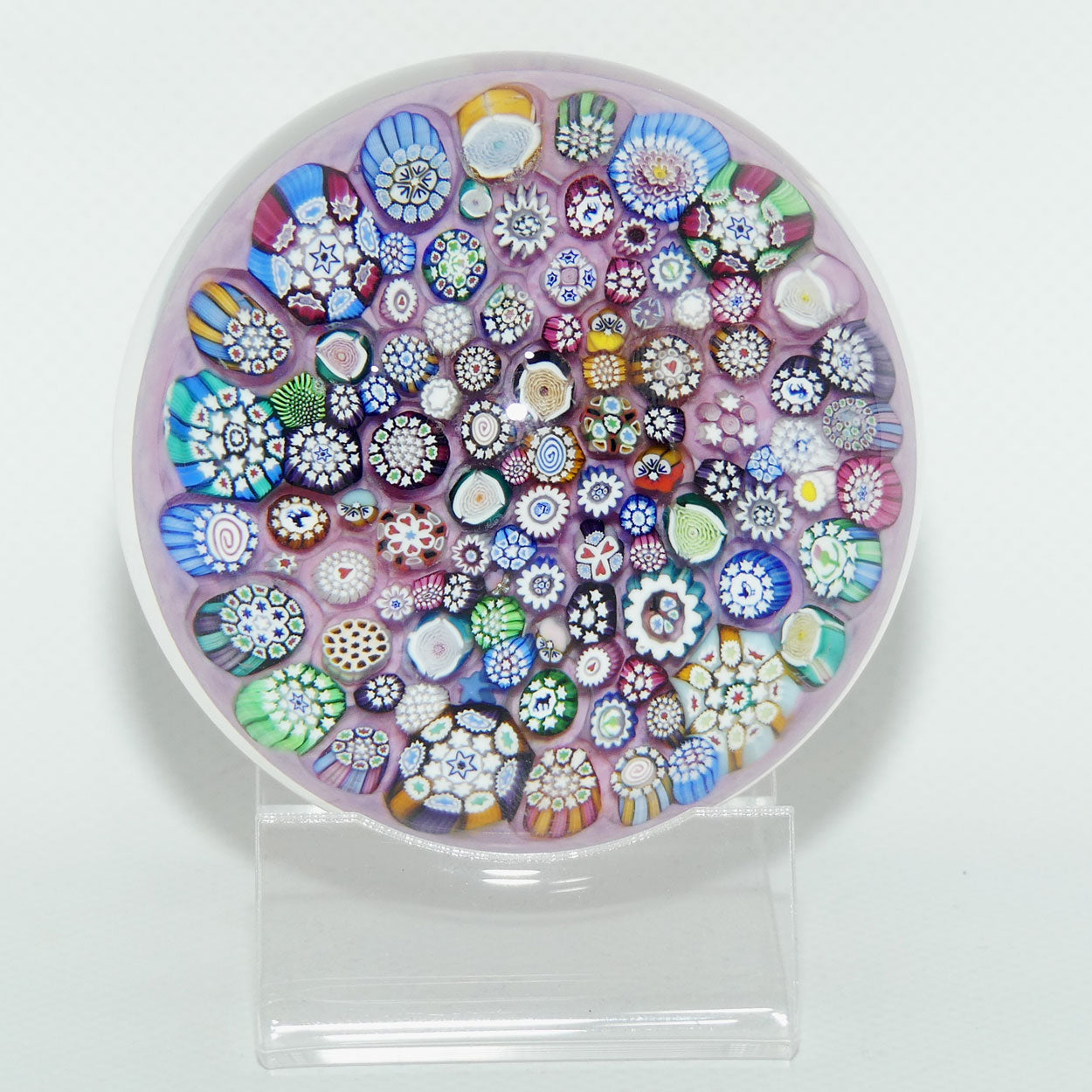 John Deacons Scotland Complex Closepack Millefiori Magnum paperweight | Dusty Pink