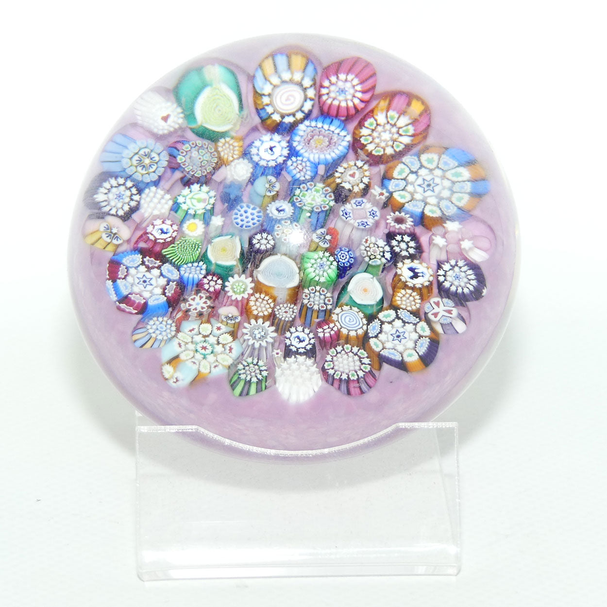John Deacons Scotland Complex Closepack Millefiori Large paperweight | Dusty Pink | #2