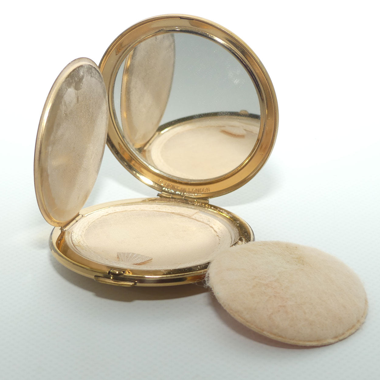 Vintage Regent of London Rose motif on Porcelain panel powder compact