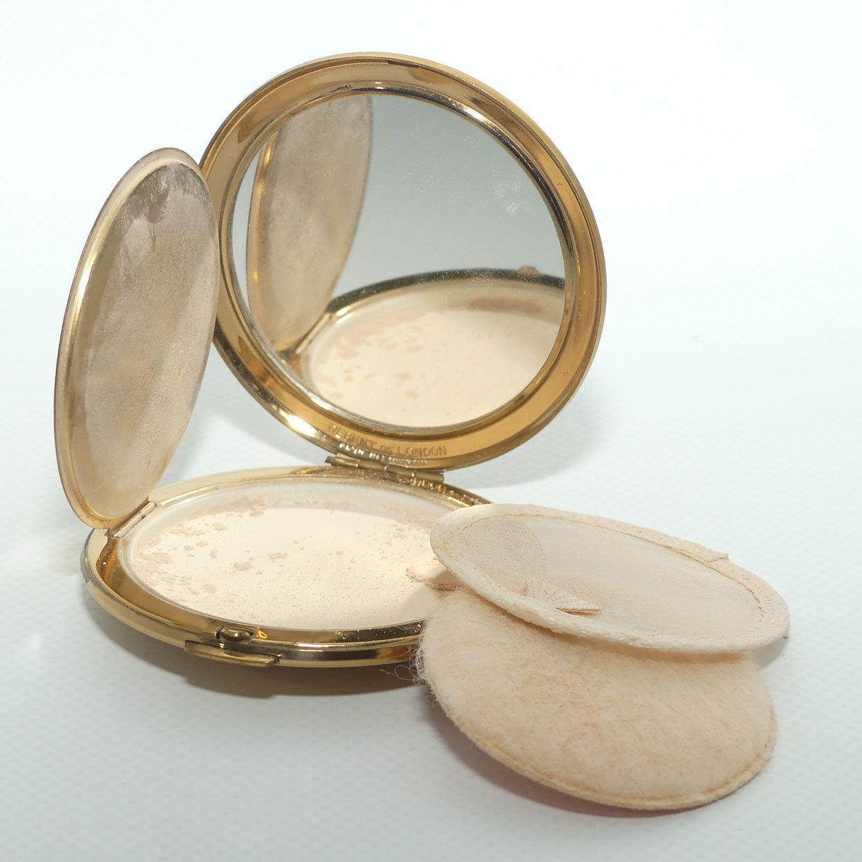 Vintage Regent of London Rose motif on Porcelain panel powder compact