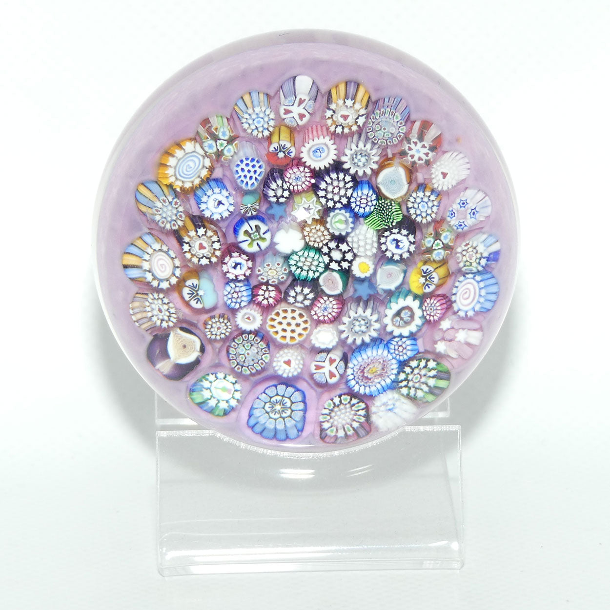 John Deacons Scotland Complex Closepack Millefiori Large paperweight | Dusty Pink