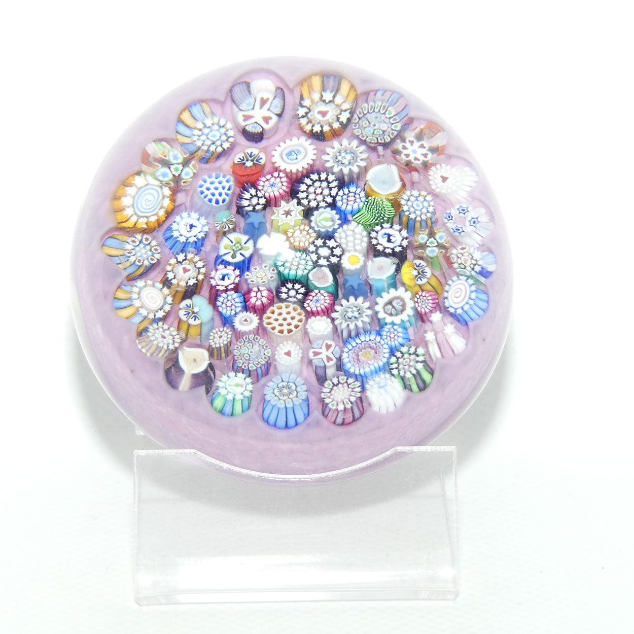 John Deacons Scotland Complex Closepack Millefiori Large paperweight | Dusty Pink
