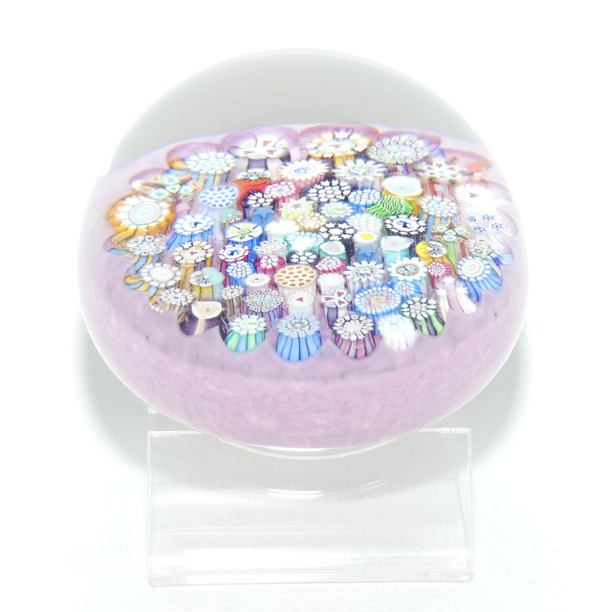 John Deacons Scotland Complex Closepack Millefiori Large paperweight | Dusty Pink