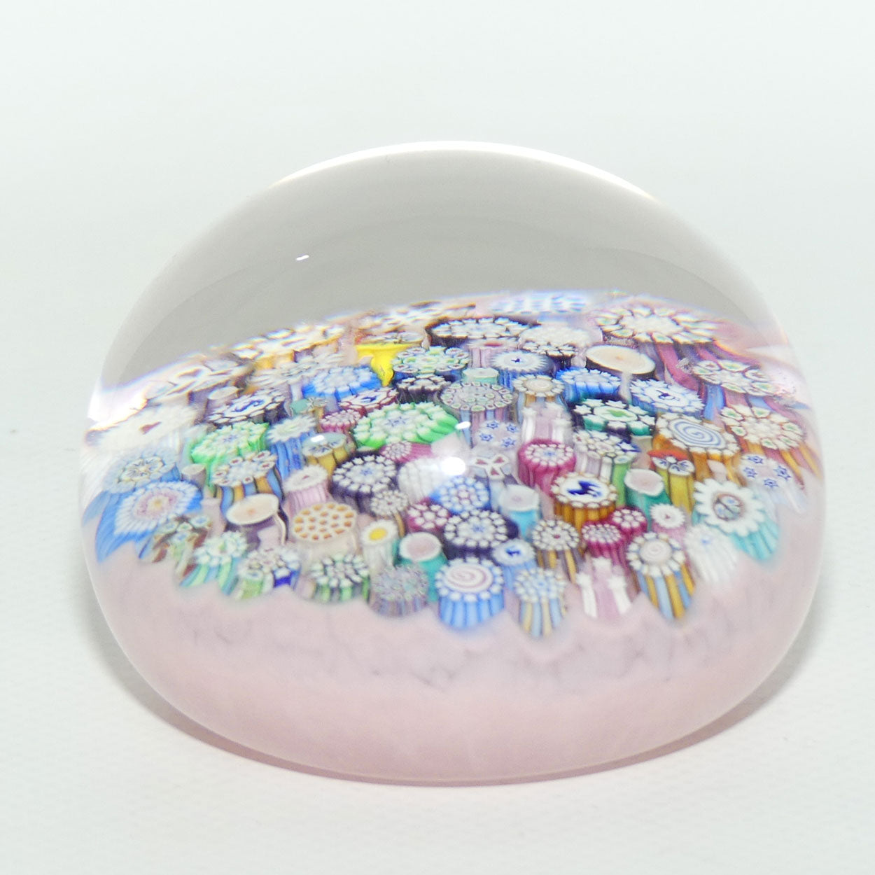 John Deacons Scotland Complex Closepack Millefiori Large paperweight | Pink