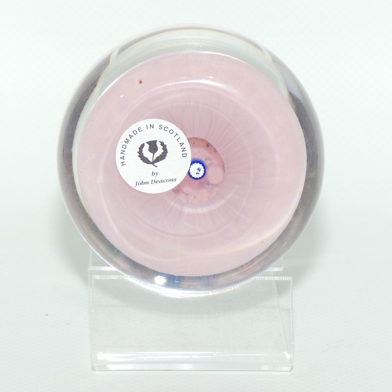 John Deacons Scotland Complex Closepack Millefiori Large paperweight | Pink