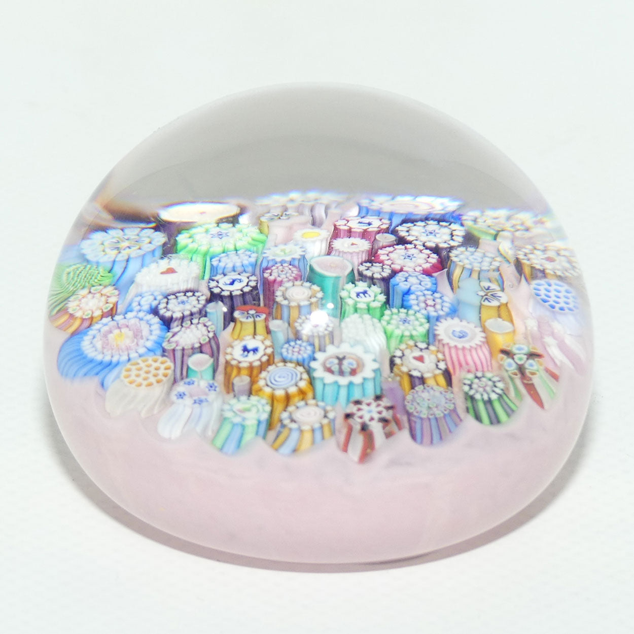 John Deacons Scotland Complex Closepack Millefiori Medium paperweight | Pink