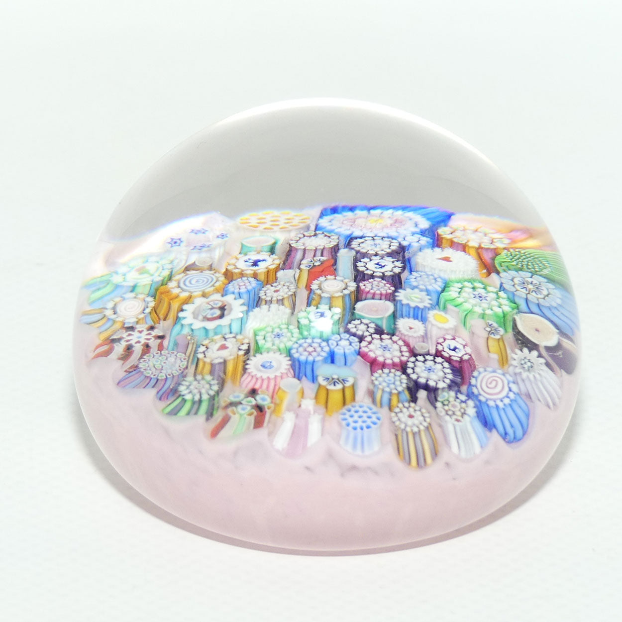 John Deacons Scotland Complex Closepack Millefiori Medium paperweight | Pink