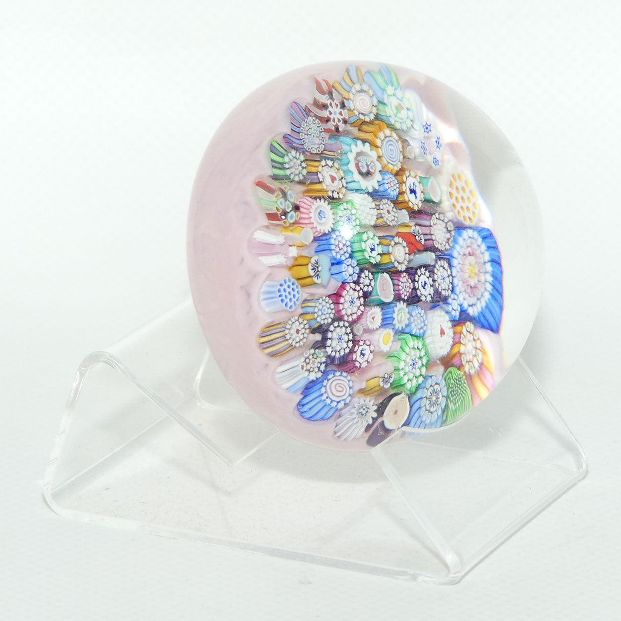 John Deacons Scotland Complex Closepack Millefiori Medium paperweight | Pink