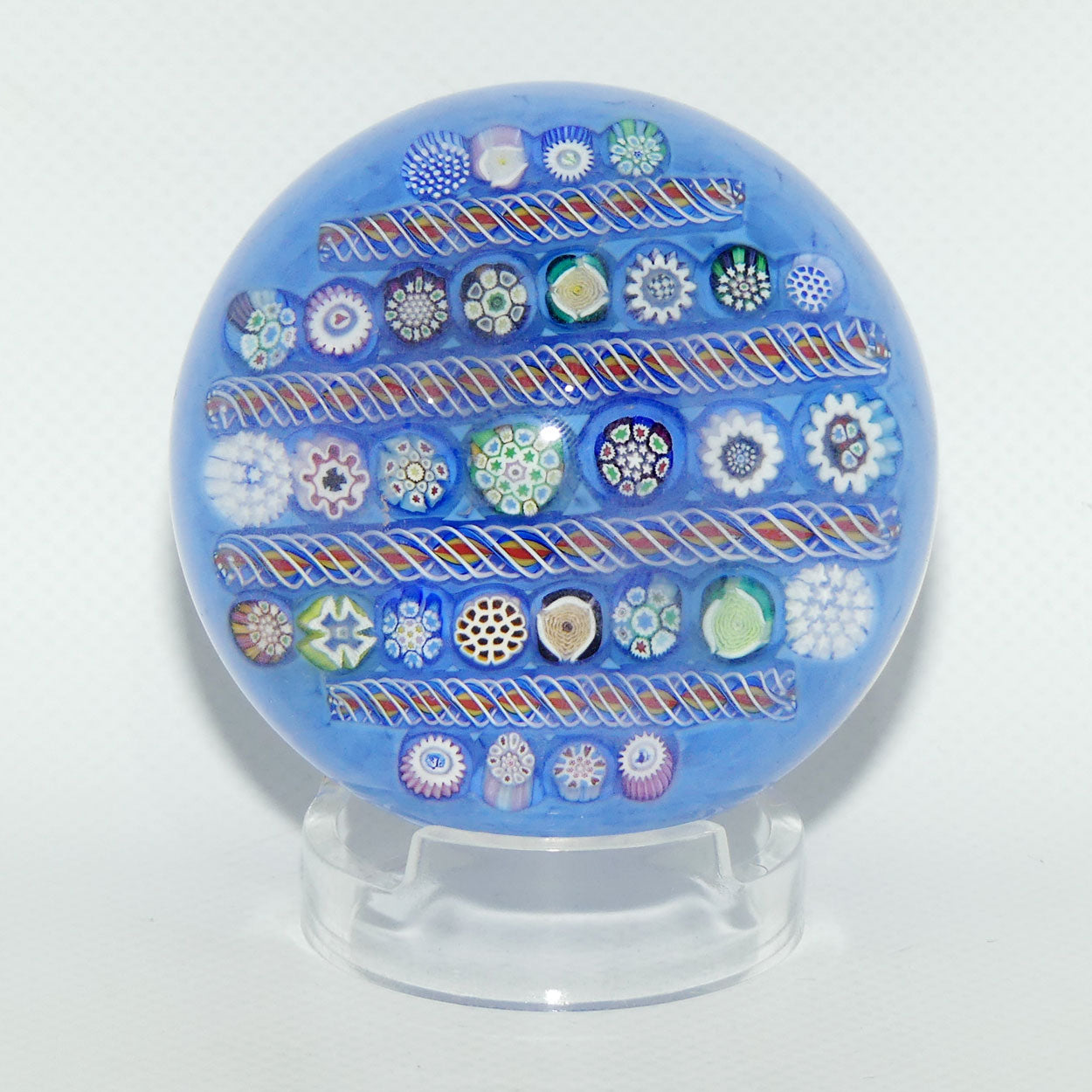 John Deacons Scotland Complex Linear Magnum Blue paperweight