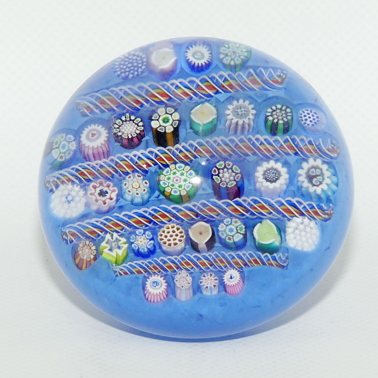 John Deacons Scotland Complex Linear Magnum Blue paperweight