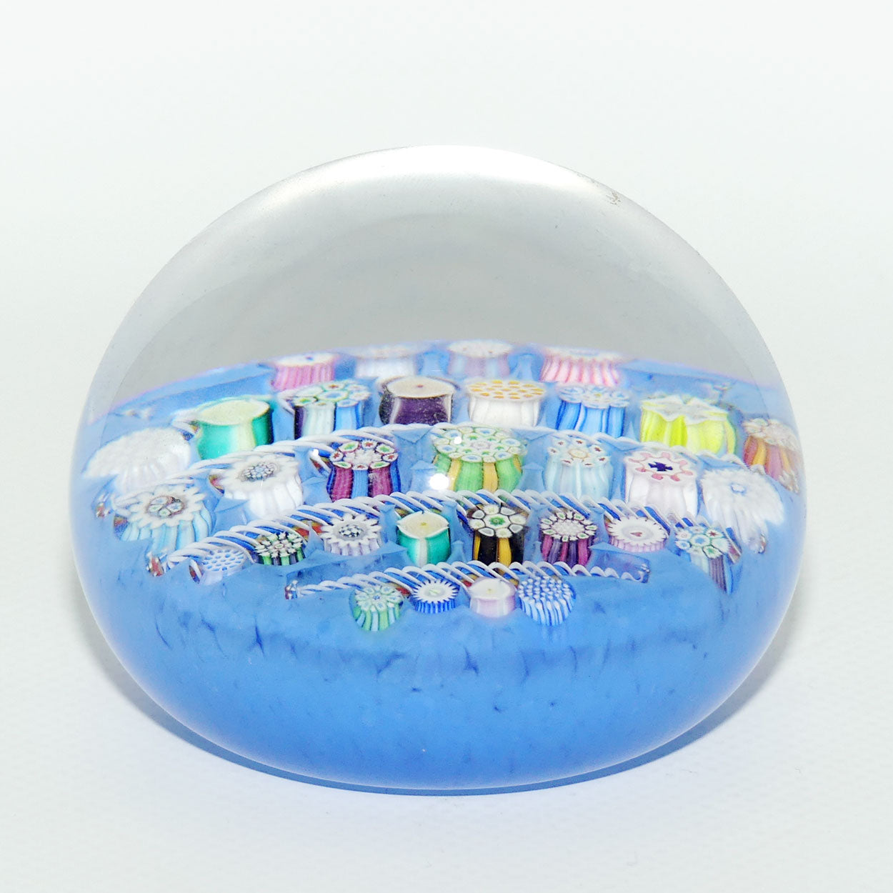 John Deacons Scotland Complex Linear Magnum Blue paperweight