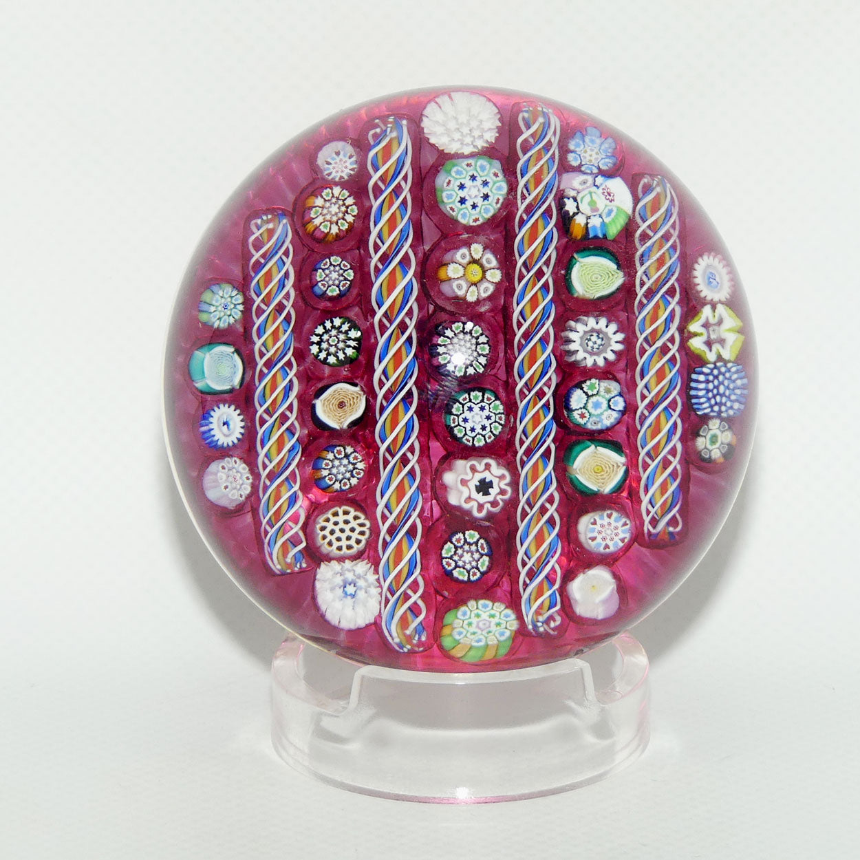 John Deacons Scotland Complex Linear Magnum Cranberry paperweight