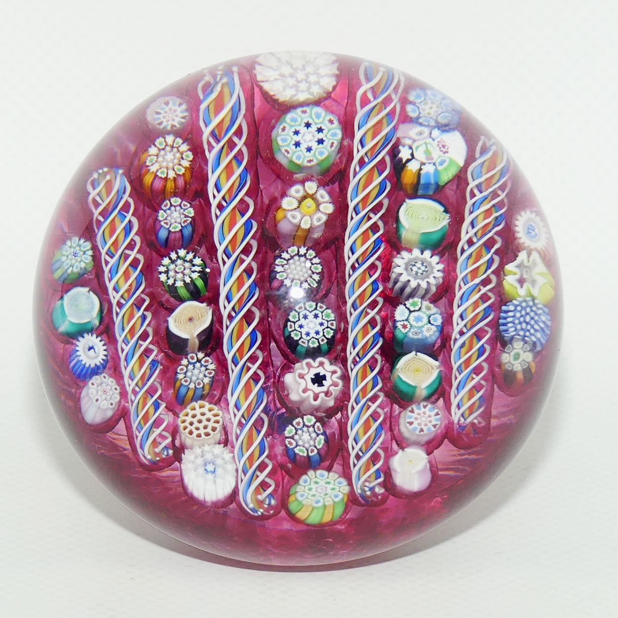 John Deacons Scotland Complex Linear Magnum Cranberry paperweight