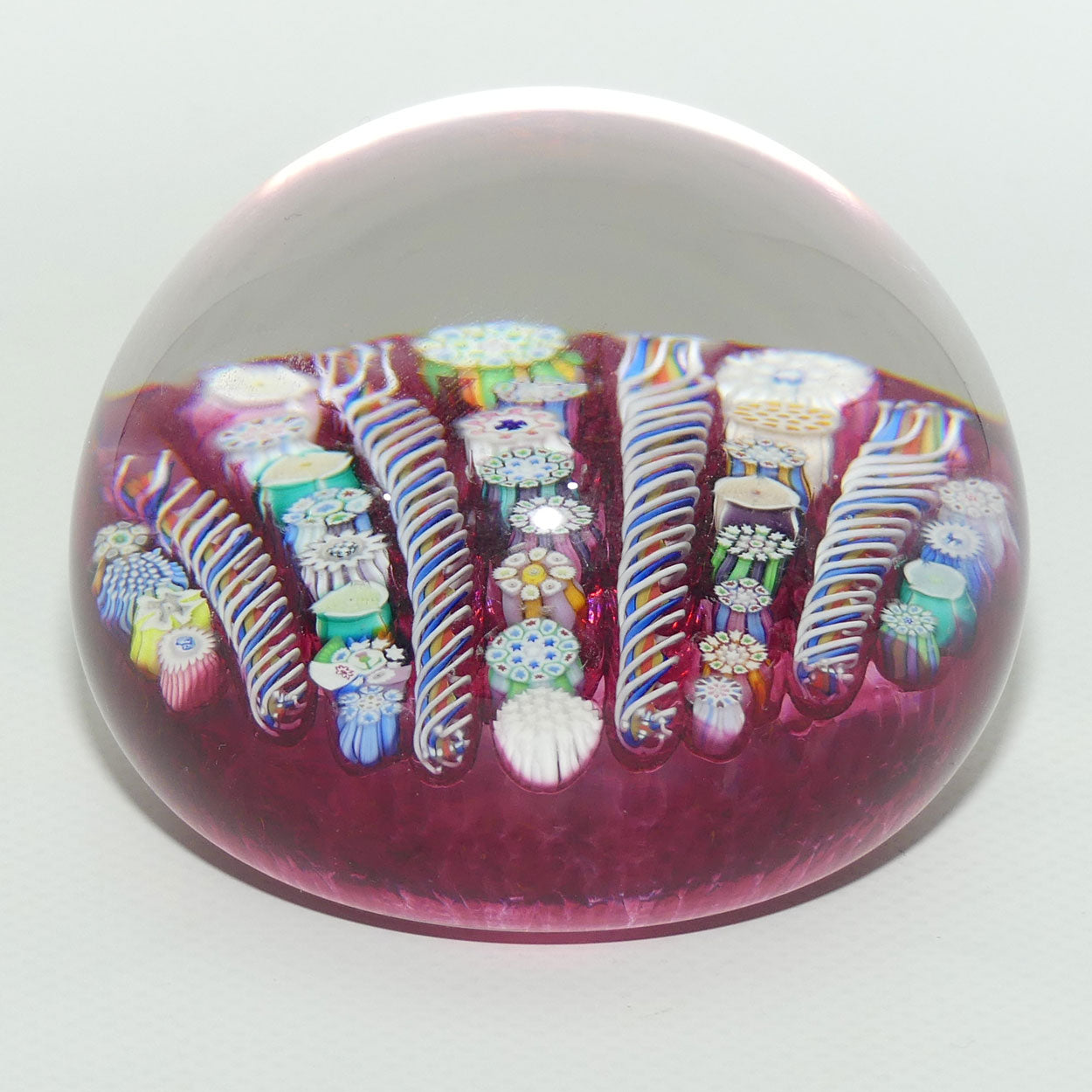 John Deacons Scotland Complex Linear Magnum Cranberry paperweight