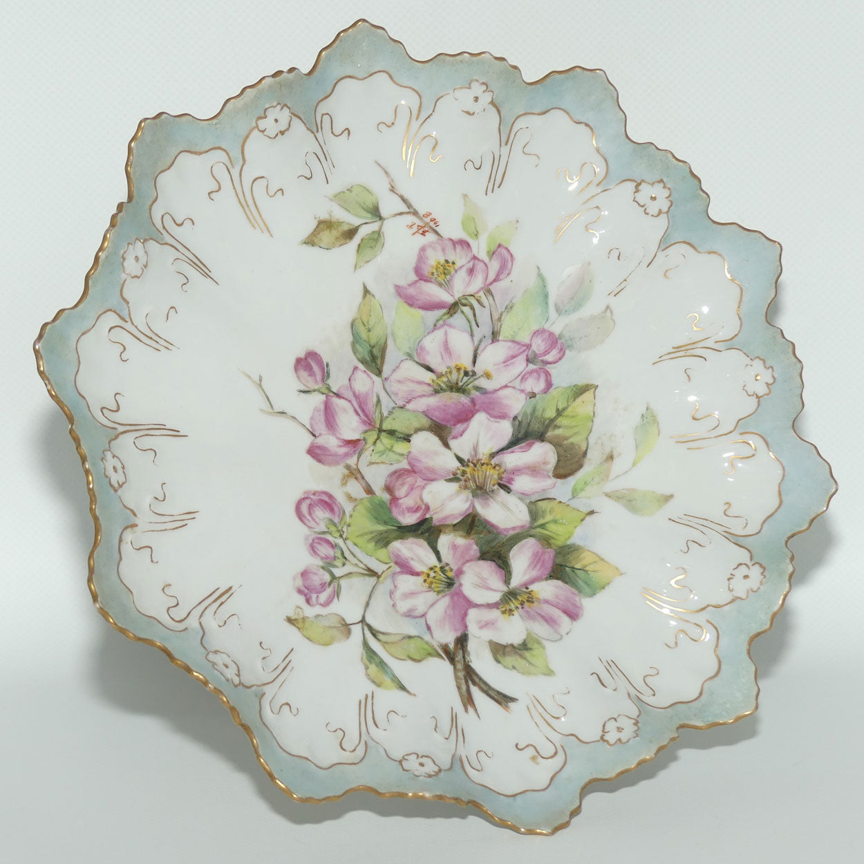 Early Australian China Painted frilled edge comport decorated with Azalea | by Ethel L Thomas 1908