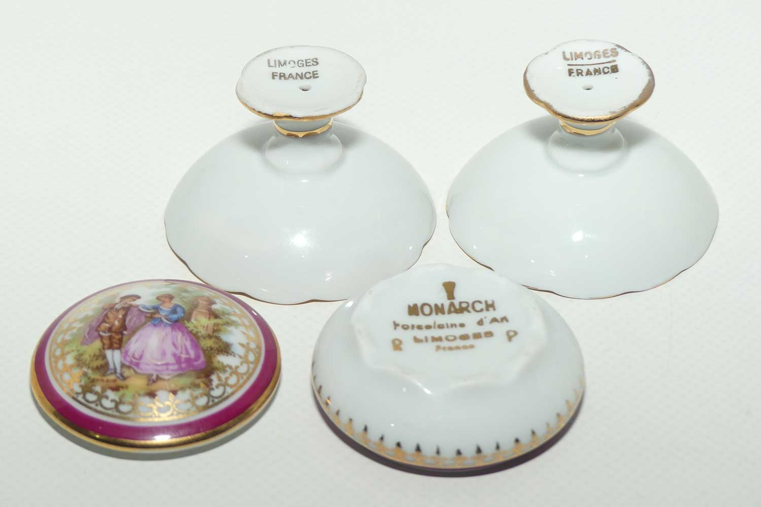 Limoges France miniature collection | 2 comports and trinket box | Rouge