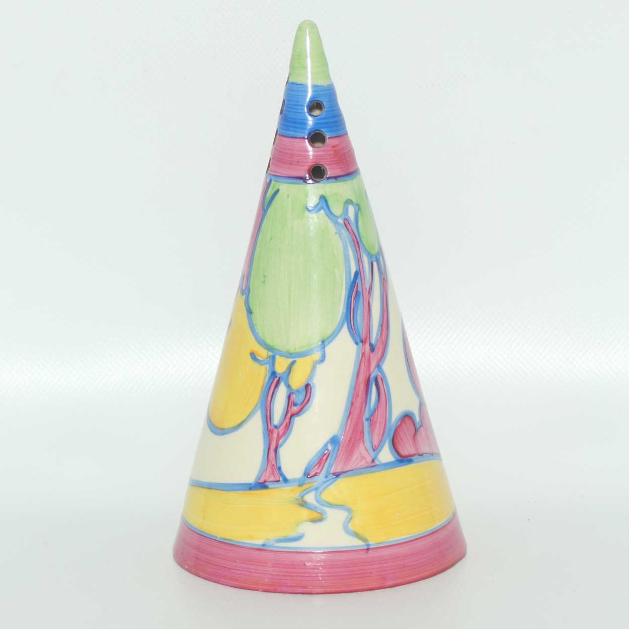 Clarice Cliff Fantasque Pastel Autumn conical sugar shaker | Full Pattern