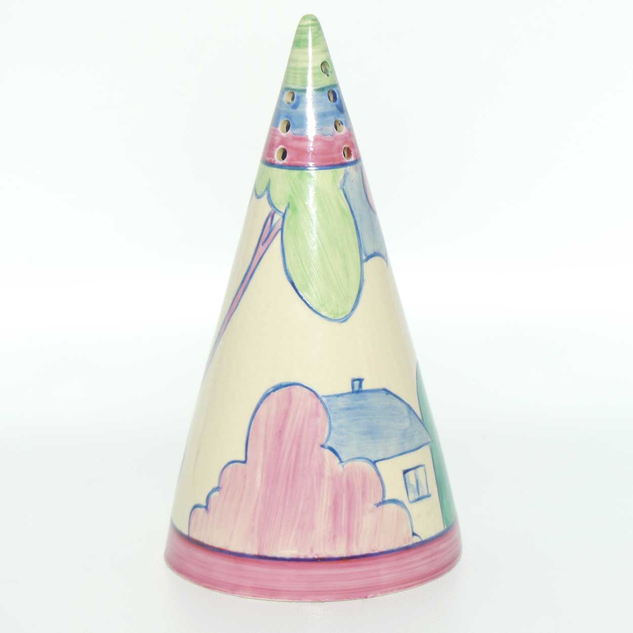 Clarice Cliff Bizarre Pastel Autumn conical sugar shaker | Partial Pattern