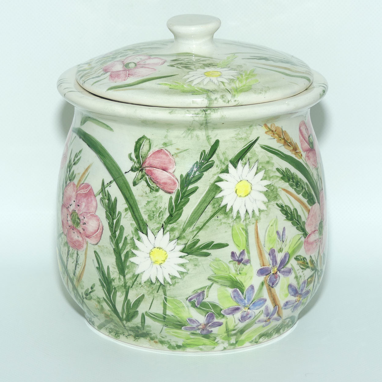 Australian Pottery | Cooee Pottery signed J Lucas lidded cannister | Australian Wildflower Decor