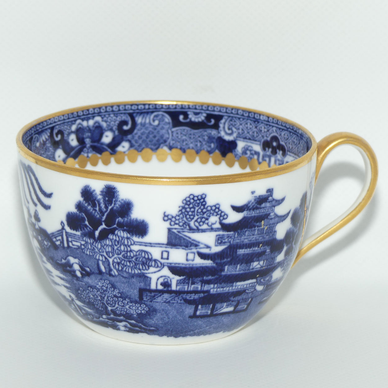 Copelands China England Traditional Willow pattern tea duo | Gilt decorated