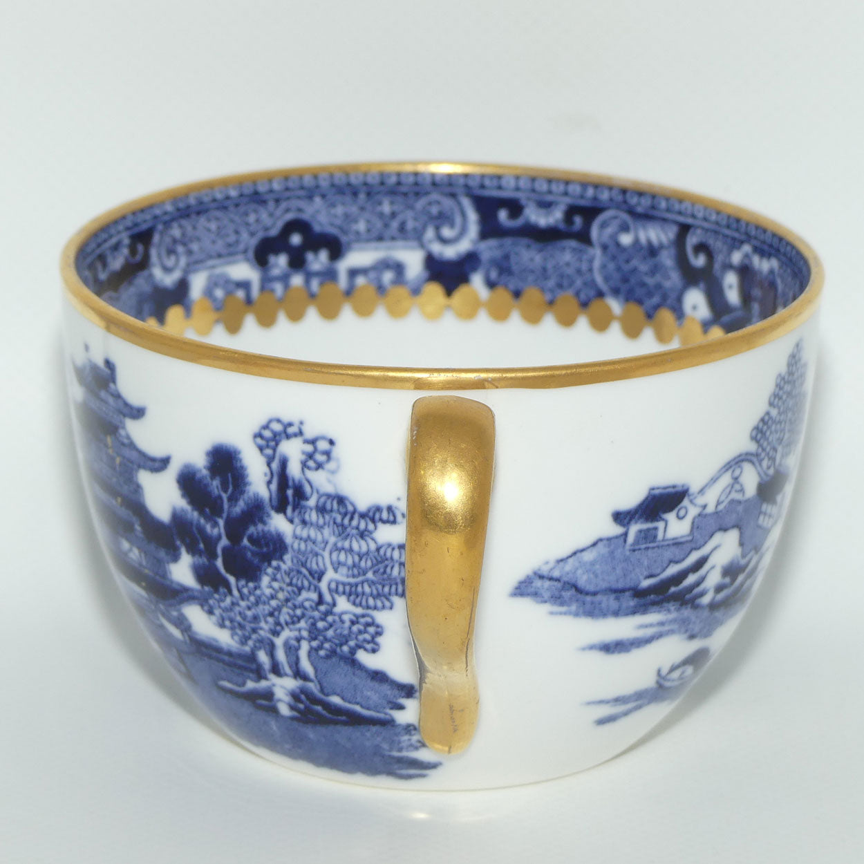 Copelands China England Traditional Willow pattern tea duo | Gilt decorated