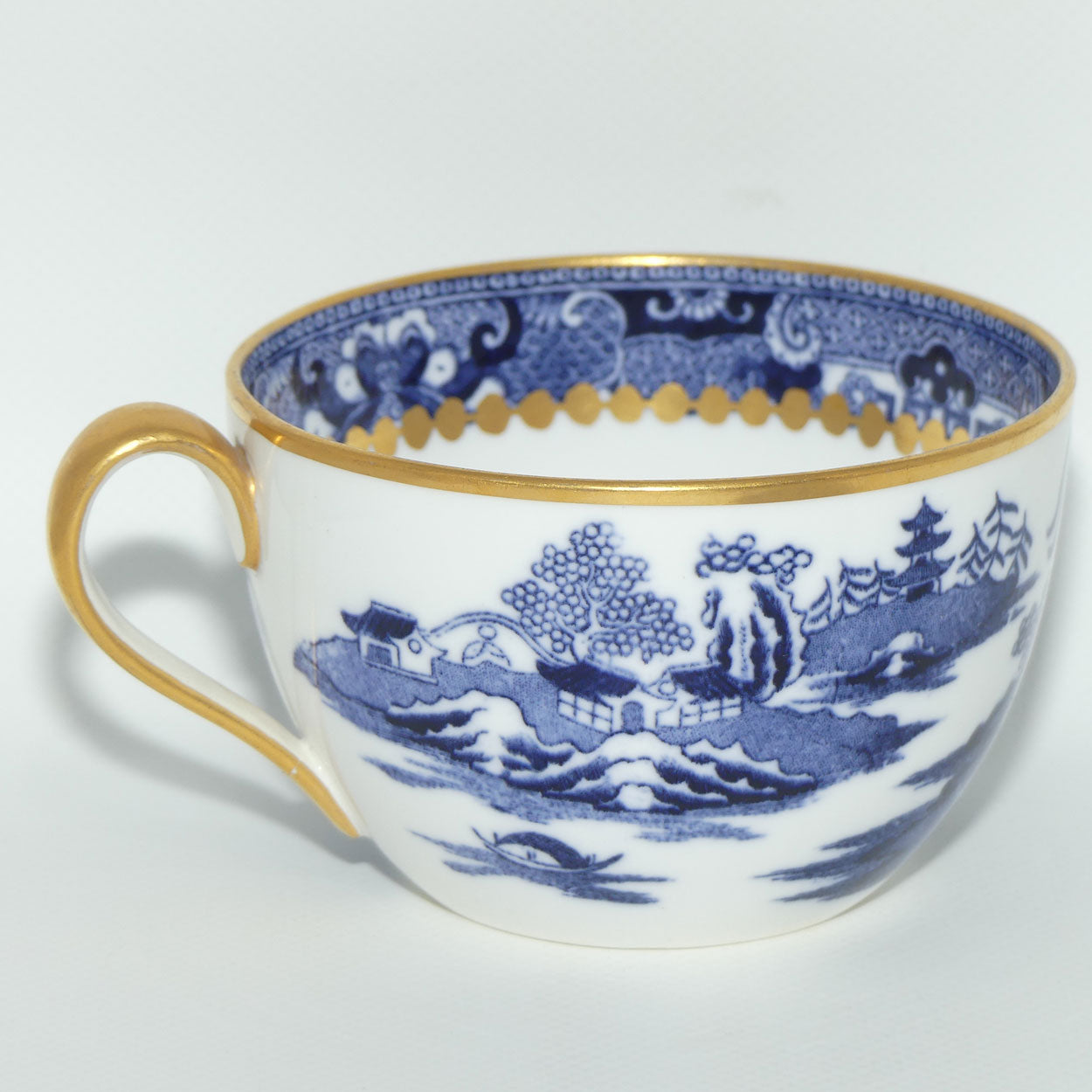 Copelands China England Traditional Willow pattern tea duo | Gilt decorated