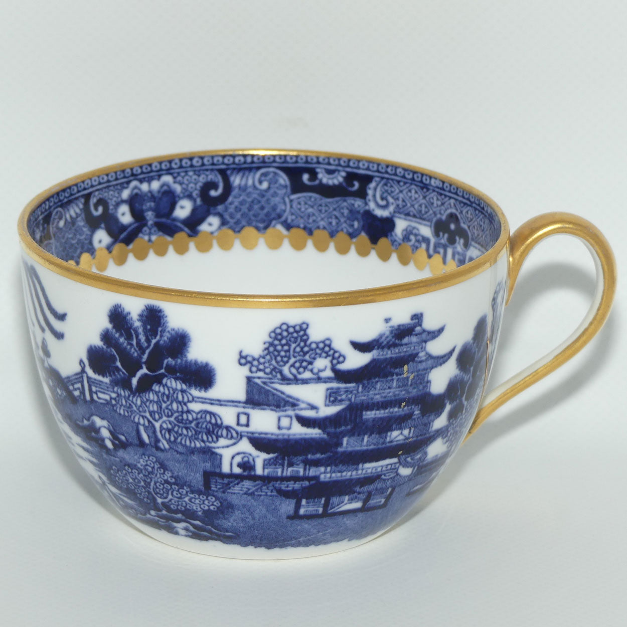 Copelands China England Traditional Willow pattern tea duo | Gilt decorated