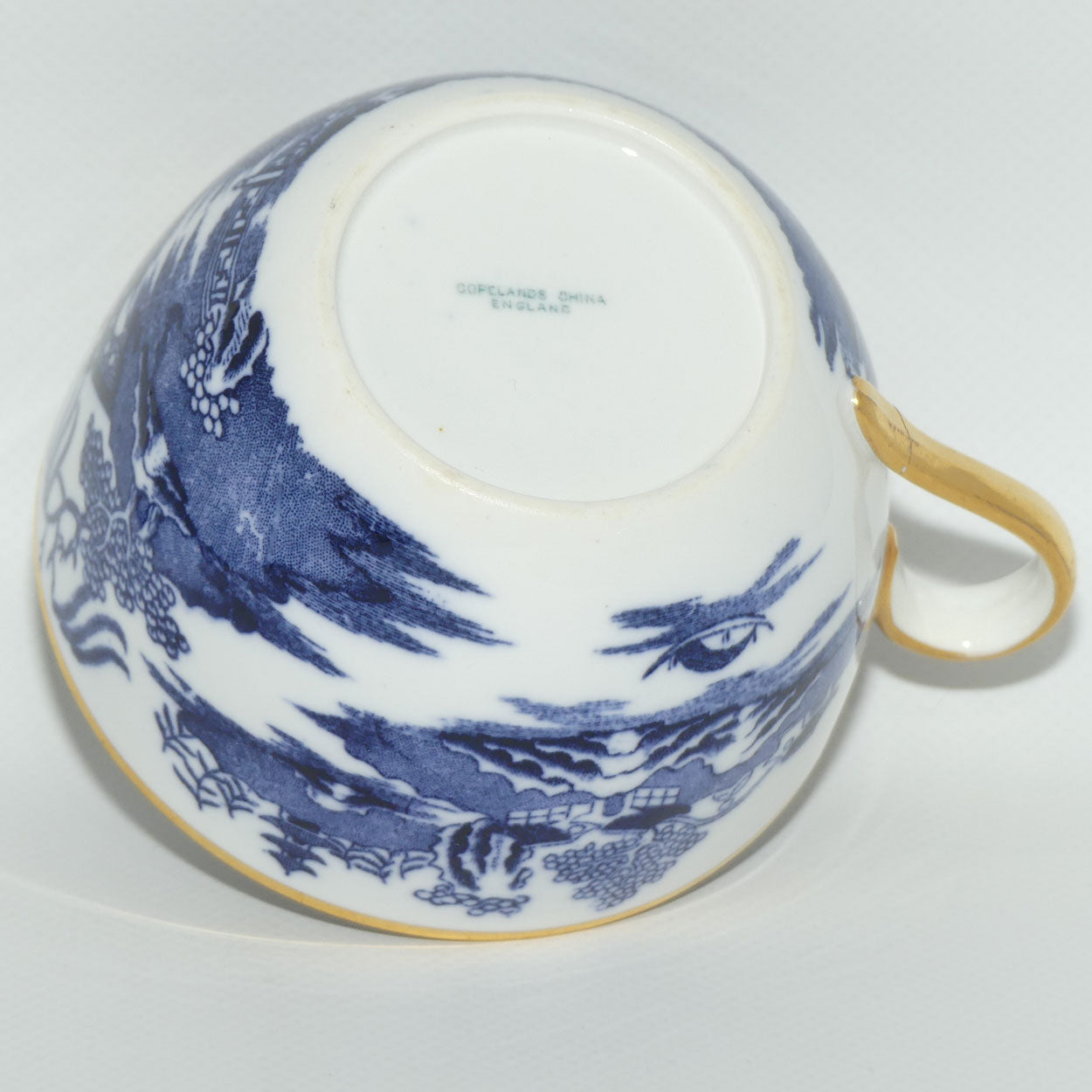 Copelands China England Traditional Willow pattern tea duo | Gilt decorated
