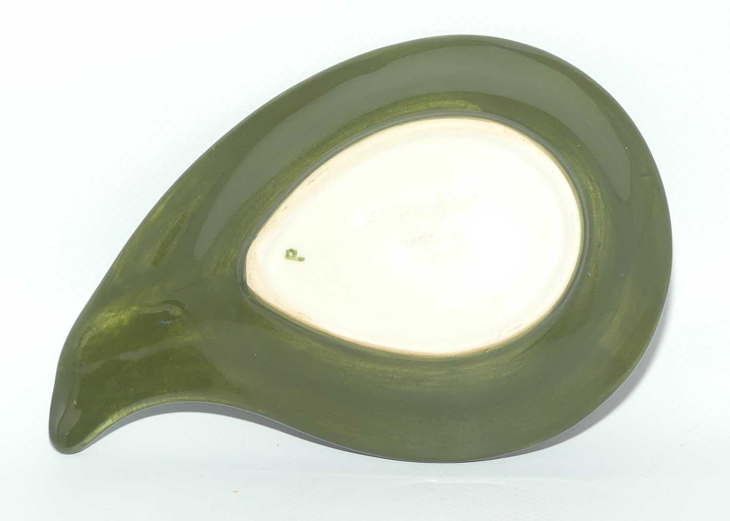 Walter Moorcroft Coral Hibiscus with Green ground curved shape ashtray