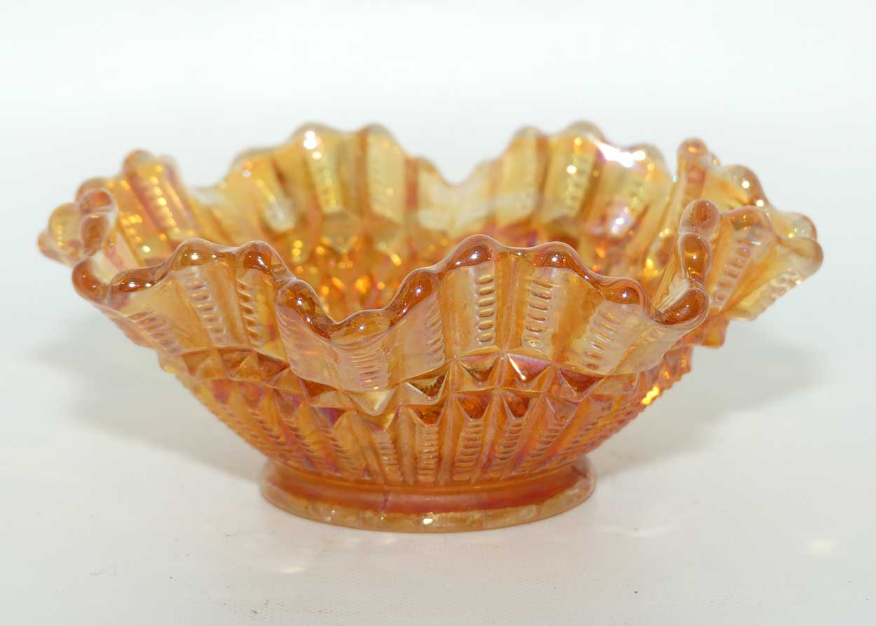 Imperial Marigold Carnival Glass small bowl | Scroll Embossed