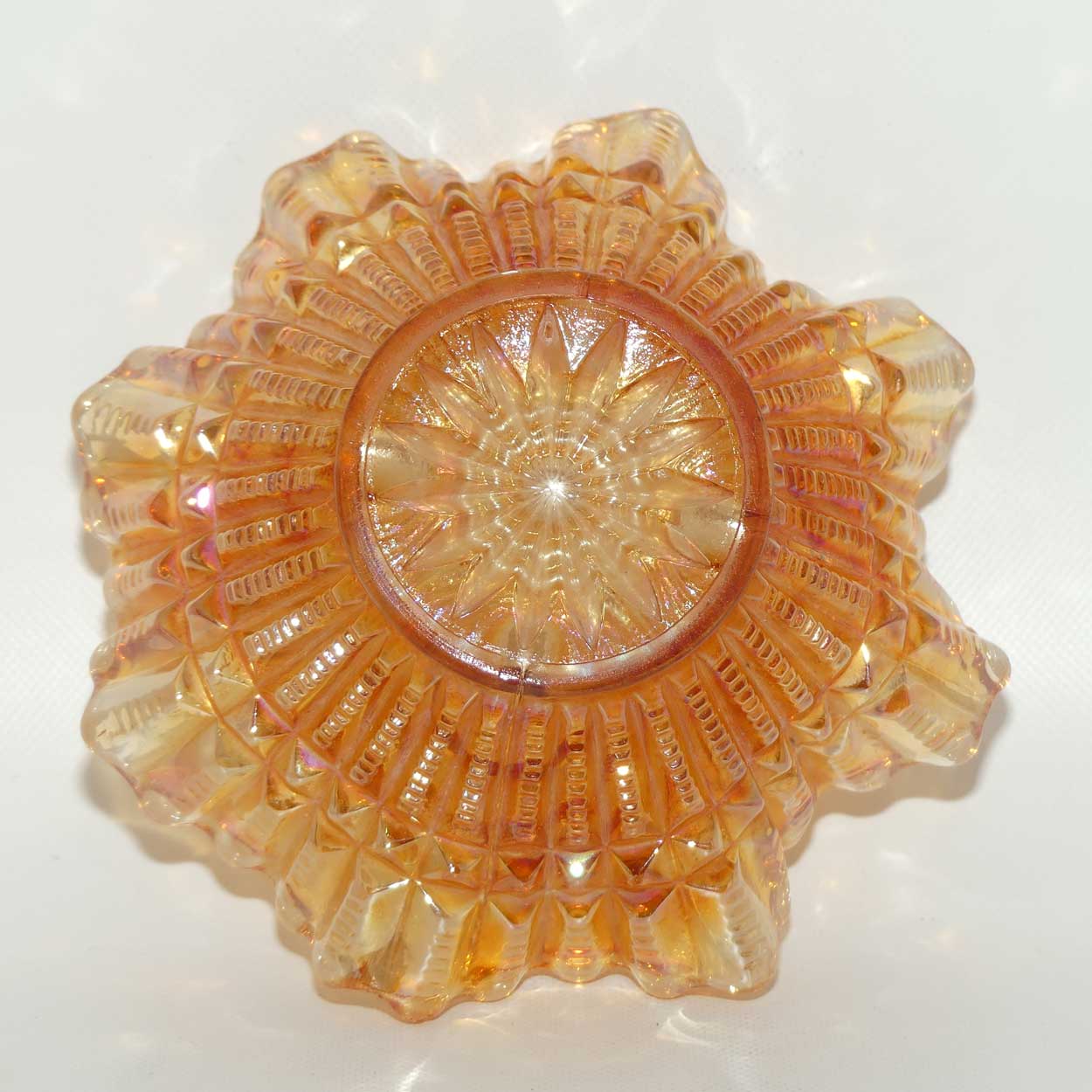 Imperial Marigold Carnival Glass small bowl | Scroll Embossed