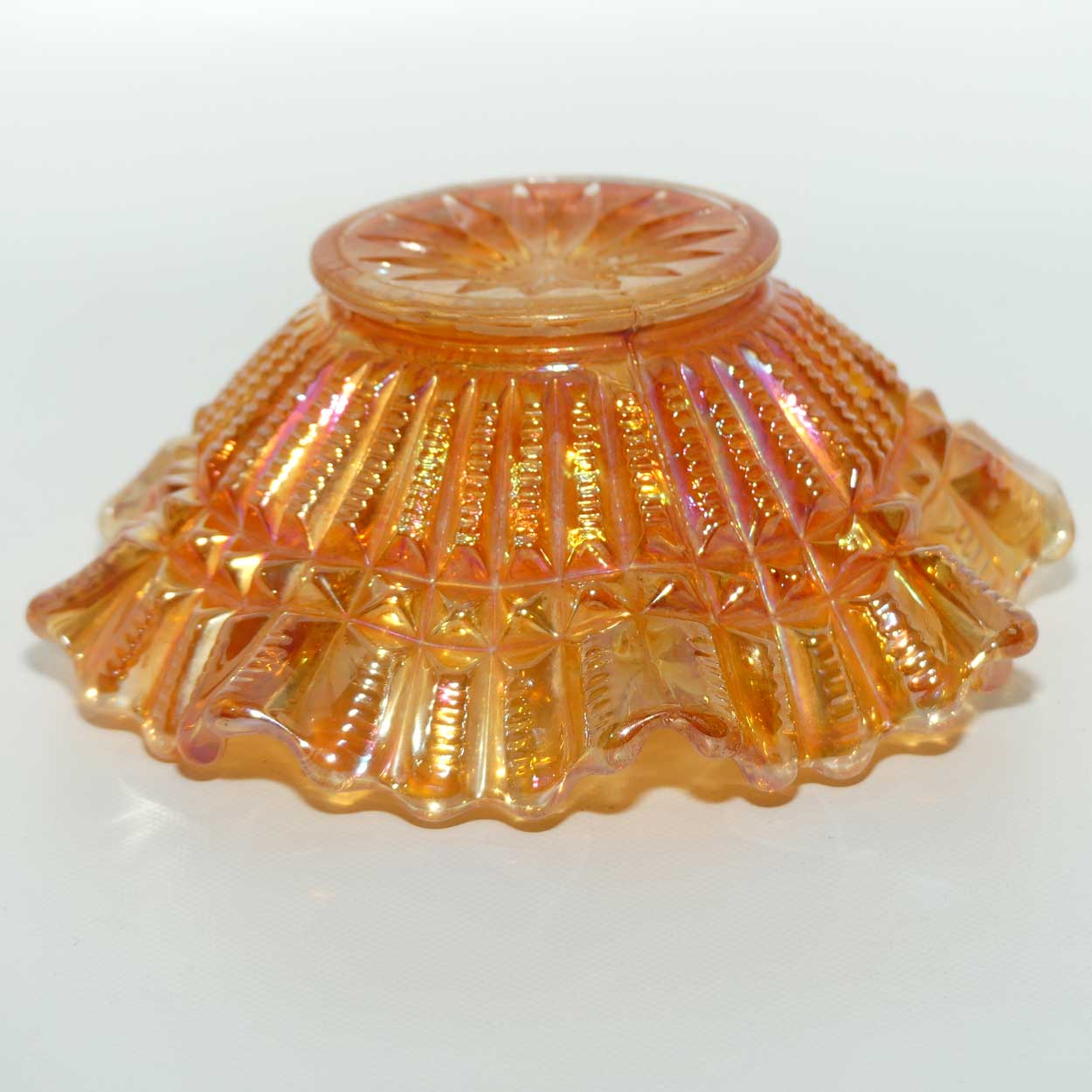 Imperial Marigold Carnival Glass small bowl | Scroll Embossed
